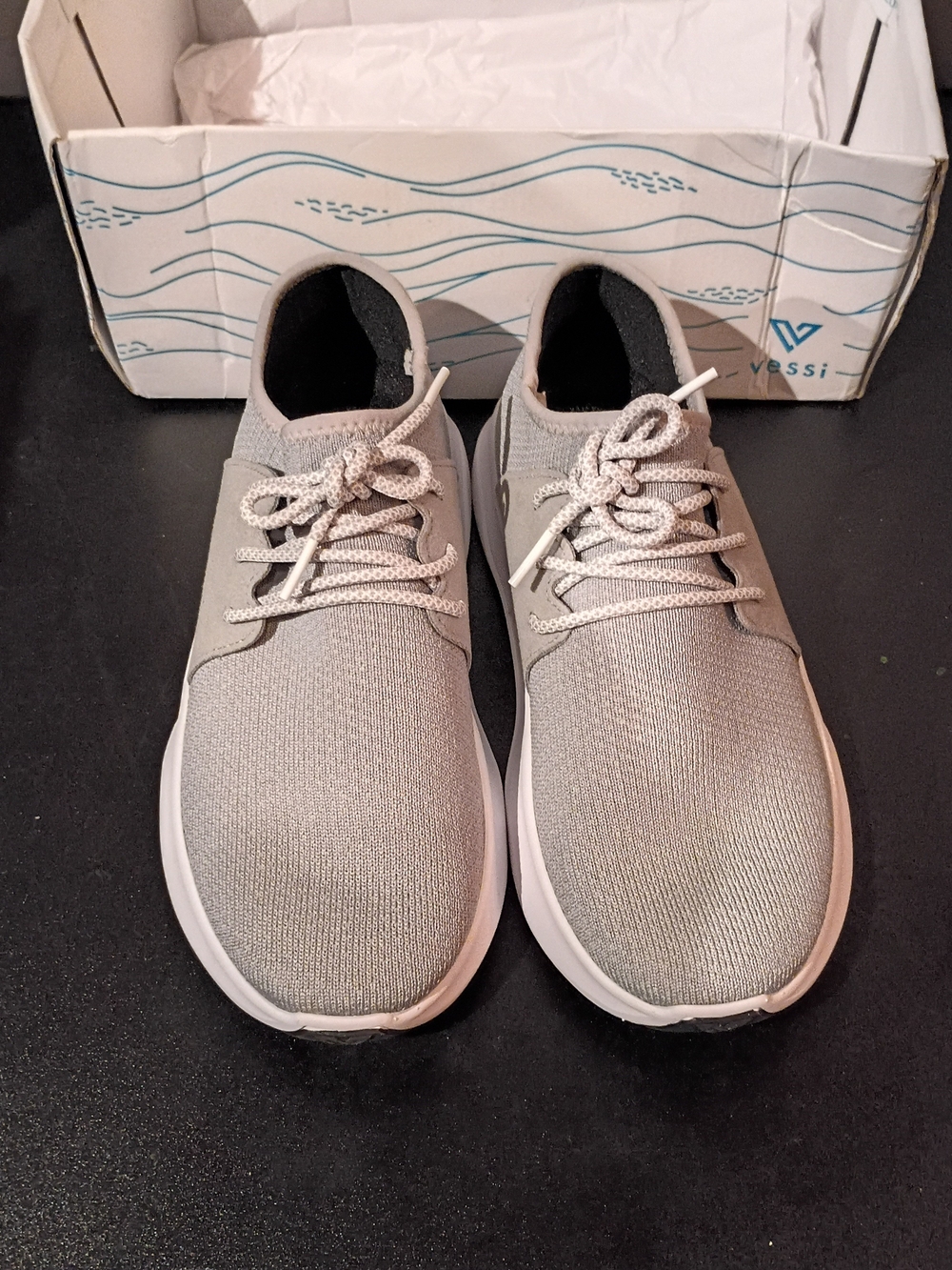 Vessi Women's Light Grey Knit Lace-Up Sneakers